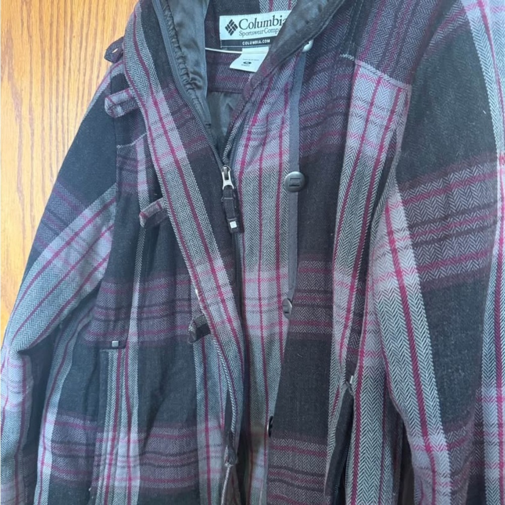 Columbia Pink and Gray Ski Jacket with Hood